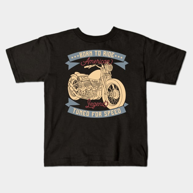 Amirecan Legend Born To Ride Kids T-Shirt by BrillianD